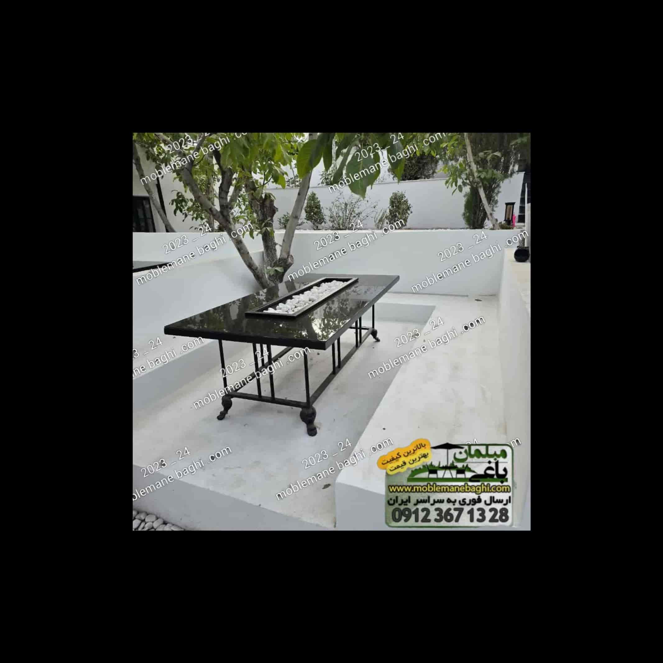 Rectangular fireplace for 8 people